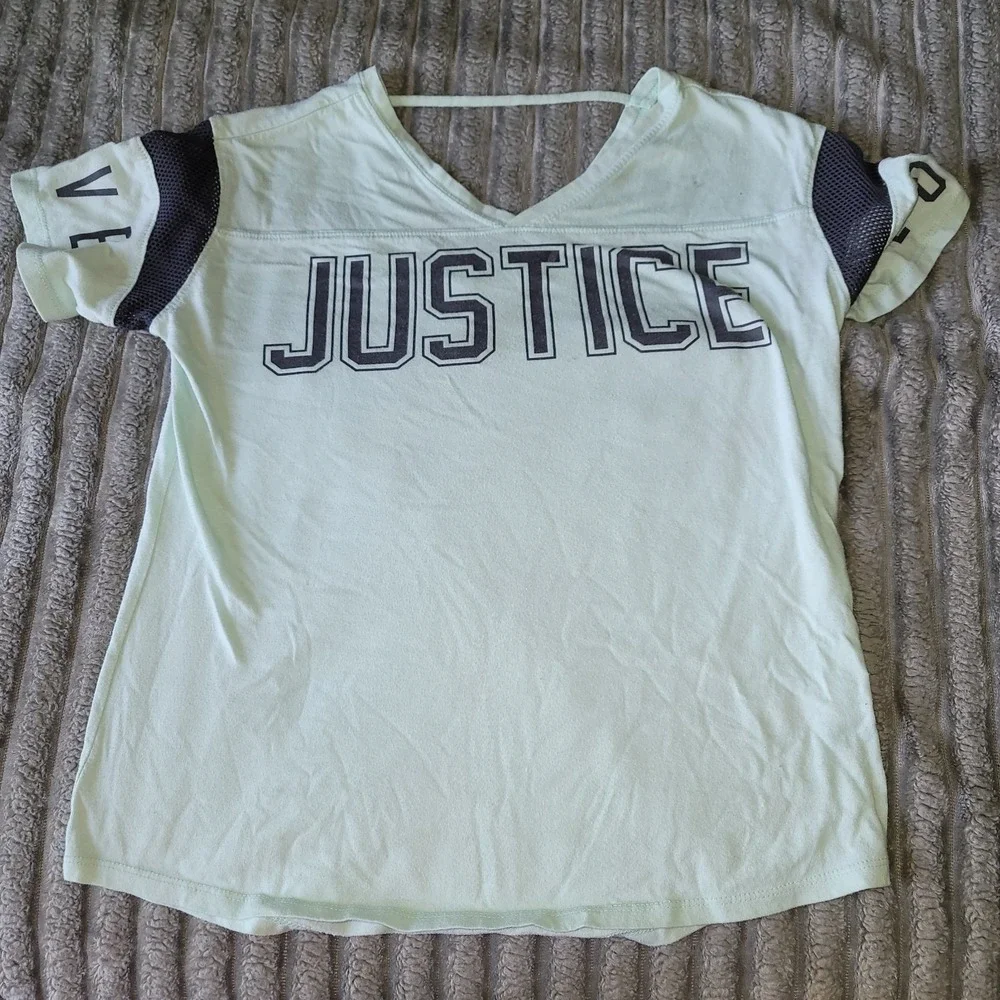 Justice T-Shirt Girls Size 10 Mesh Short Sleeve with‎ 